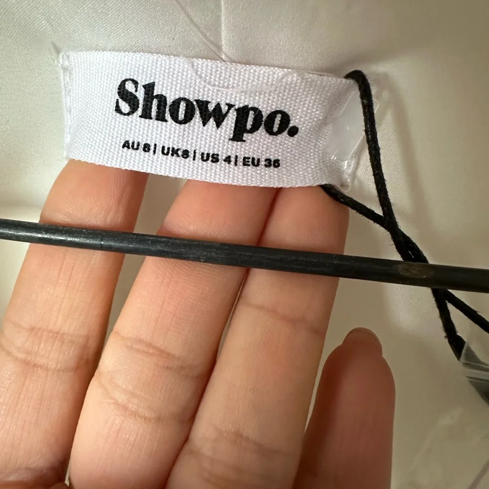 NWT SHOWPO. Hannah Mini Dress Tailored Button Down Pleated Mini Dress in White - Picture 9 of 9